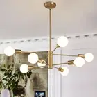 Modern Sputnik Chandeliers Light, 8-Light Gold Dining Room Chandelier Over Ta...