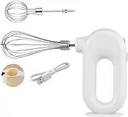 Cordless Hand Mixer, Handheld Egg Beater Electric Handheld 4 Speed Adjustable Mini Hand Mixer Electric Mixer, USB Charing, 1500mAh(White)