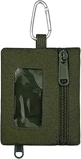 [AfitLulu] Coin Purse Tactical EDC Molle Pouch with Carabiner, Mini Molle Pouch Bag Small Tool Pouch Portable Coin Pouch with 2 Zipper Pockets for Hiking Sports Outdoor Activities (Green)