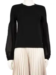 Black Cashmere Sheer Sleeve Jumper
