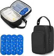 BAFASO Insulated Breastmilk Cooler Bag with 4 Gel Ice Packs, Fits 6 Bags of Breastmilk, Black