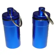 Portable Pill Box Medicine Bottle Holder Metal Earplug Storage Small Box blue x2