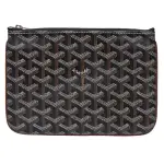 【GOYARD 高雅德】經典SENAT POUCH PM塗層帆布LOGO牛皮萬用拉鍊拉鍊手拿包(棕SENAT2PMLTY09CL09P-BROWN)