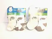 2X Total 8 GERBER Sz 0-6M Boy 4-Pack ORGANIC Cotton Wiggle-Proof Socks Dinosaur