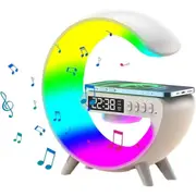 Smart Alarm Clock Wake Up Light Sound Machine Bluetooth Speaker Wireless Charger