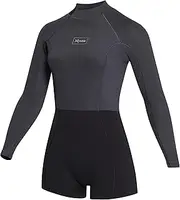 Mystic Womens Lunar 2mm Long Sleeve Back Zip Shorty Wetsuit 35000.230111 - Black