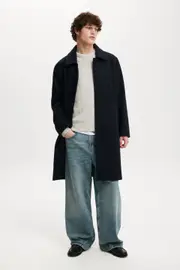 [Cotton On Men] Cotton On Men - Trench Coat - Dark navy L DARK NAVY