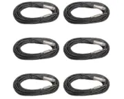 6 mic cords 25 ft foot shielded XLR female to 1/4 TRS balanced microphone cables
