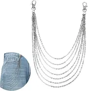 [Roshevy] Jean Chain Multi-layer Punk Pants Chains Gothic Rock Trouser Chain Fashion Punk Chains for Men Women Pocket Wallet Jeans Skirt Keys, One size, Metal, No Gemstone