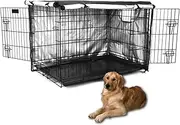 Dog Cage Cover | Pet Windproof Cage Cover with 2 Doors (Front & Side) Waterproof Pet Kennel Cover Dog Crates Cover for Wire Crates,Indoor Outdoor Protection -Cover Only -for Puppy Training