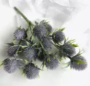 ARTIFICIAL FLOWER WEDDING SCOTTISH THISTLE FLOWERS PURPLE GREY BUNCH STEM