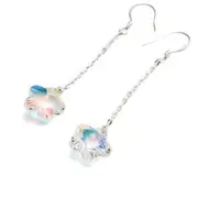 Solid 925 Sterling Silver Star Blush Dangle Earrings Embellished with SWAROVSKI® Crystals