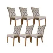 Holly Set of 6 Dining Chair PU Leather Solid Rubber Wood Frame - Coffee