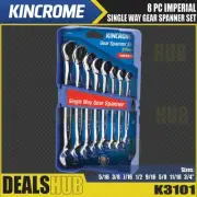 KINCROME 8 Piece Combination Single Way Gear Spanner Set Ratchet IMPERIAL K3101