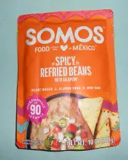 3 PACKAGES of SOMOS Spicy Refried Beans With Jalapeno, 10 oz /Pkg
