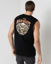 [The Mad Hueys] The Mad Hueys Men's The Island Captain Muscle Tank Top in Black Size 2XL 2XL Black