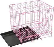 JOINPAYA Small Pink Dog Crate Foldable Metal Wire Cage with Pan Portable Pet Carrier for Cats Rabbits Puppies Versatile Indoor Outdoor Use Comfortable Secure Environment