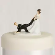Wedding Cake Topper Bride and Groom Figurines Funny Leg Puller Decorations