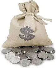 Jefferson Nickel Bankers Bag Beginner Coin Set | Kids Starter Collection | 17 Genuine United States Coins | Canvas Bag- American Coin Treasures