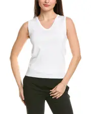 St. John Solid Jersey Knit V- Neck Shell