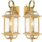 2-Pack Gold 18" Dusk to Dawn Outdoor Wall Lights, Large Golden Outside Modern...