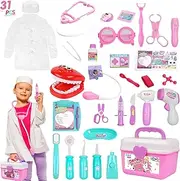 Gifts2U Doctor Set for Kid Girl Toy Doctor Kit Pretend Play Toys Dentist Medical Role Play Educational Toy with Doctor Costume Playset for 3 4 5 Year Old Children