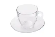 6pc Duralex Gigogne 220ml Coffee Tea Cup & Saucer Set Drinking Glasses Clear