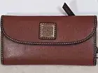 Dooney & Bourke Saffiano Leather Continental Clutch Wallet Bark Color