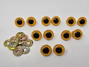6 pair VTG Zims Yellow Owl Eyes 21mm Plastic Safety Amigurumi Craft Crochet Doll