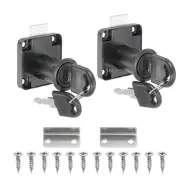 Cylinder Cabinet Cam Lock 1-1/4", 2Pcs Keys Alike Alloy Tool Box Lock,Black