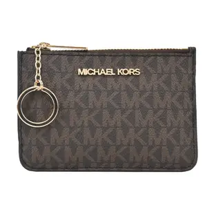 MICHAEL KORS JET SET滿版卡片夾層鑰匙零錢包-咖