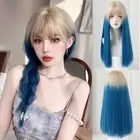 Air Bangs Blonde and Blue Gradient Wigs Lolita Cosplay Wigs Daily Use