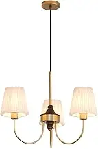 BOKT Modern Sputnik Chandelier Pleated Fabric Gold Semi Flush Mount Chandelier with 3-Light Kitchen Island Adjustable Ceiling Hanging Light American Style Chandelier for Indoor Living Room