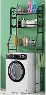 3 Layer Over Washing Machine Storage Rack Space Saver, Utility Stainless Steel Bathroom Shelf with Hooks, Organizer Stand for Laundry Room Toilet