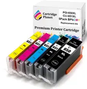 5 Pack (1BK,1PBK,1C,1M,1Y) Compatible Ink for Canon PGI-650XL CLI-651XL PGI650XL CLI651XL for Canon IP7260 IP8760 IX6860 MG5460 MG5560 MG5660 MG6360 MG6460 MG6660 MG7160 MG7560 MX726 MX926