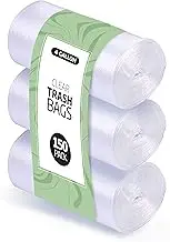 4 Gallon Trash Bags - 150 Small Mini Garbage Bags | 17" x 18" Clear Waste Basket Trash Bags | Bulk Plastic Bathroom Trash Can Liners