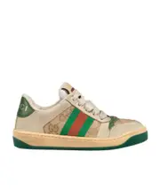 Gucci Kids Screener Lace-Up Sneakers 33,27,28,29,30,31,32 Nude