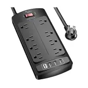 Surge Protector Power Strip - Nuetsa Flat Plug Extension Cord with 8 Outlets ...