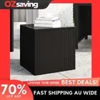 side table black 40x37x40.5 cm outdoor indoor poly rattan glass 9388