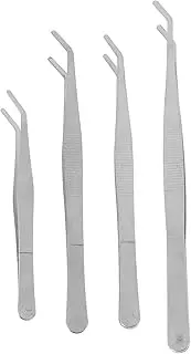 4pcs Garden Plant Tweezers Stainless Steel Gardening Tweezers Long Straight Tweezers Precision Serrated Tweezers for Reptile Feeding Aquarium Accessories