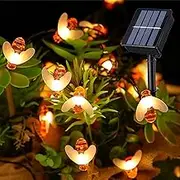 Solar Bee String Lights - Outdoor Waterproof 50 LED Honeybee Fairy Lights for Patio, Garden, Fence, Yard, Wedding, Christmas Tree Decor