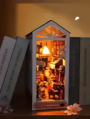 DIY Rainbow Lane Book Nook Kit – Wooden Bookshelf Insert with LED Lights