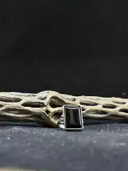 Native American Navajo black onyx Sterling Silver square Ring Size 6 stamped