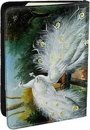 [JEJEA] White Peacock Print Travel Organizer Credit Cards Case Passport BookPassport Holder Cover Wallet forTraveling,, Black, One Size