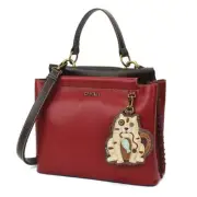 NEW Chala Converts Satchel Crossbody Tote Burgundy Red CAT Coin Purse Vegan gift