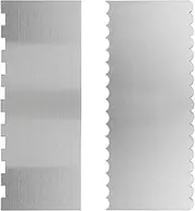 2 Pieces 9 Inch Stainless Steel Cake Scraper, Cake Scraper Smoother Double Sided Patterned Edge Stripe Cake Decorating Comb Cake Fondant Tools for Mousse Cream Cake Decoration