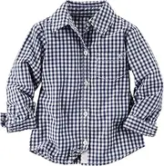 [Carter's] Baby Girls' Button Front Check Shirt Top (18m Navy)