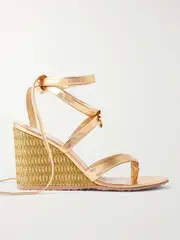 [Gianvito Rossi] Gianvito Rossi - Oleg 85 Leather Wedge Sandals - Gold - IT40 IT 40 Gold