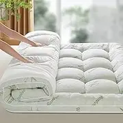 Bambu Mattress Topper Full,1000 GSM Cooling Mattress Pad,2In Extra Thick Pillow Top Mattress Topper for Back Pain,Soft Mattress Protector Cover with 8"-18" Deep Pocket(54"x75")