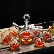 7 Pc High Quality Glass Whisky Decanter Gift Set 1 Whisky Decanter + 6 Bar Cups